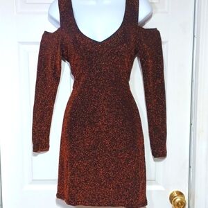 Metallic cold shoulder  dress